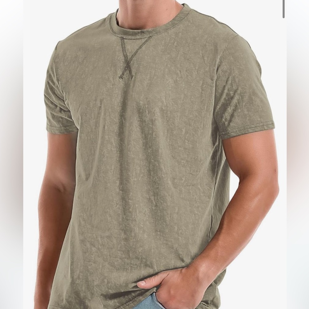 NWT Premium Cotton Crew Neck Tee Size Large Green Acid Wash